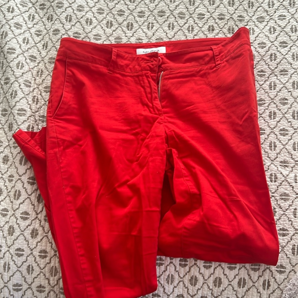 Nautica cotton red cropped pants. Size 4